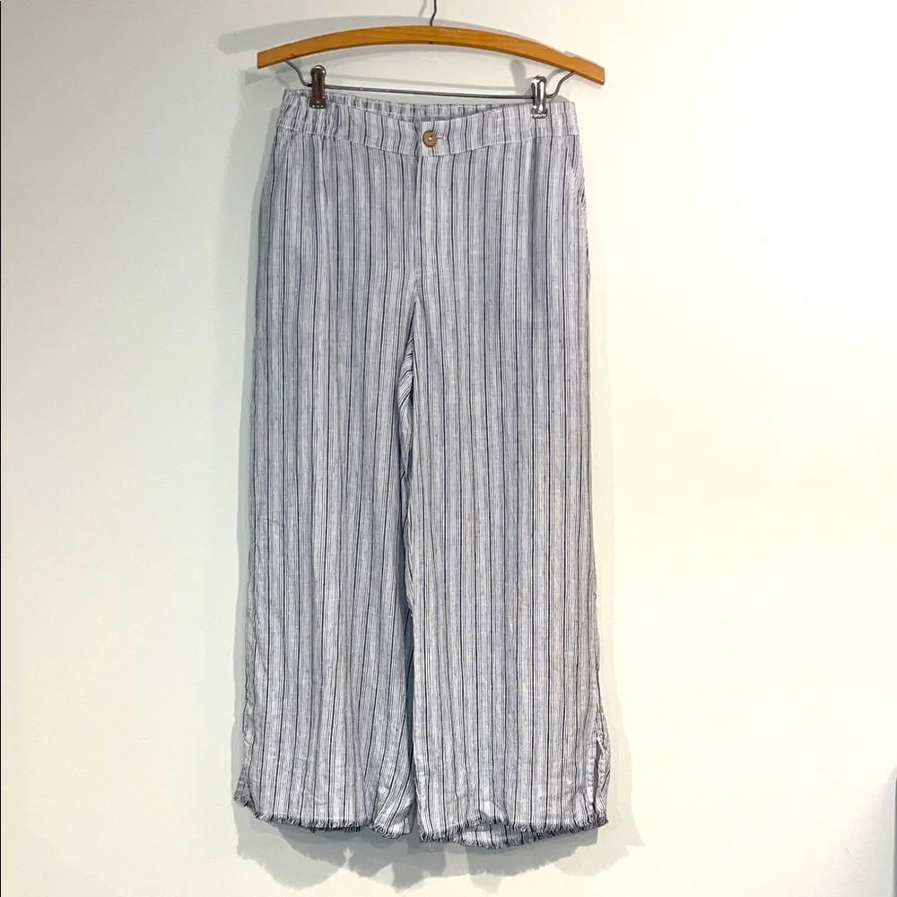 CARVE DESIGNS Blake Linen Pants Wide Leg Cropped Striped Women’s Small Pockets - Picture 1 of 8